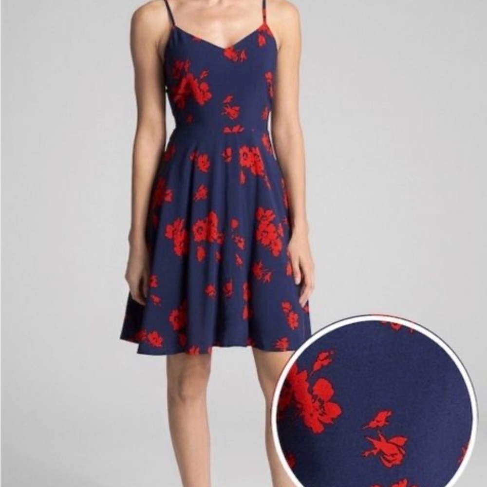 GAP Navy and Red Floral Mini Dress